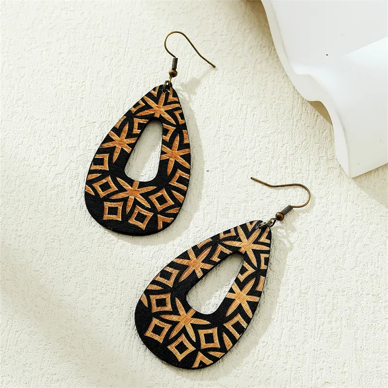 Bohemian Wood Earrings | Handmade Boho Style-Nora Luxe