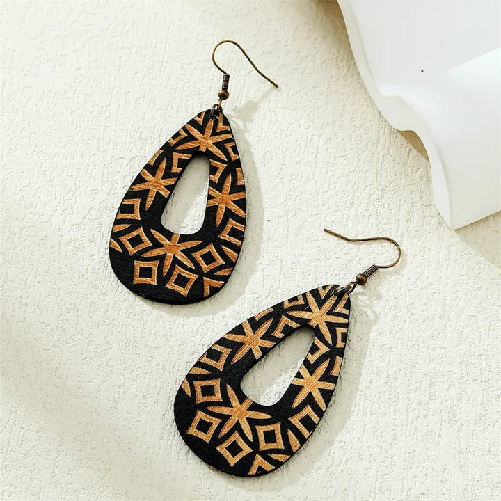 Bohemian Wood Earrings | Handmade Boho Style-Nora Luxe