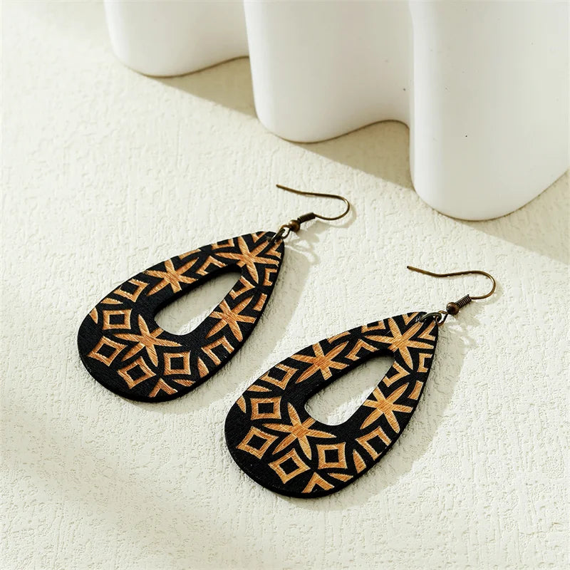 Bohemian Wood Earrings | Handmade Boho Style-Nora Luxe