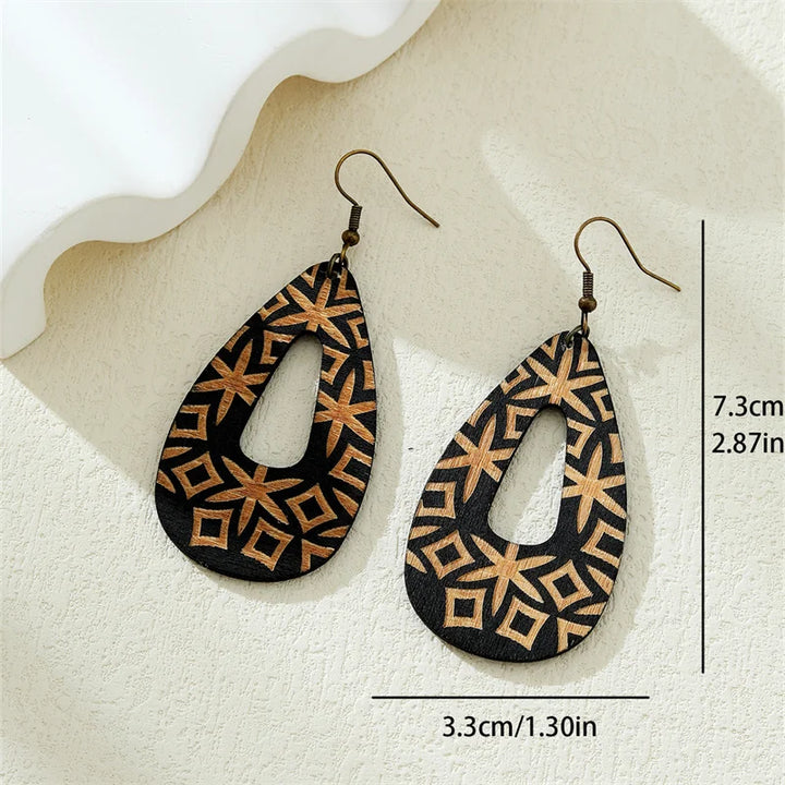 Bohemian Wood Earrings | Handmade Boho Style-Nora Luxe