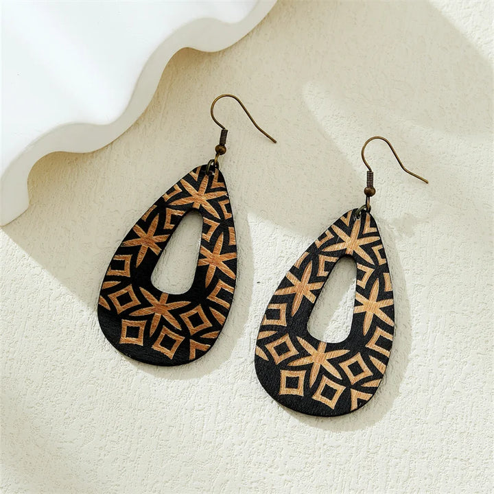 Bohemian Wood Earrings | Handmade Boho Style-Nora Luxe