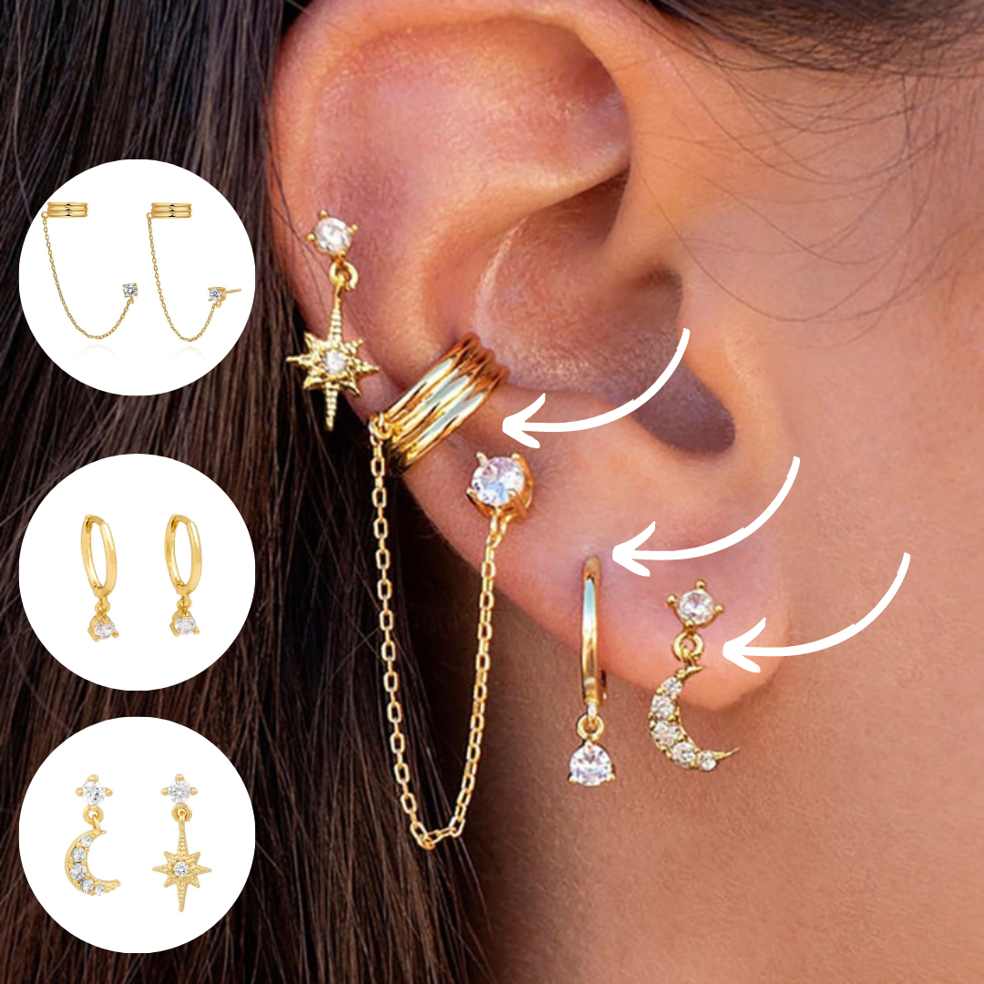 Boho Chic Earrings Set - Amira-Gold-3 Pair Set-Nora Luxe