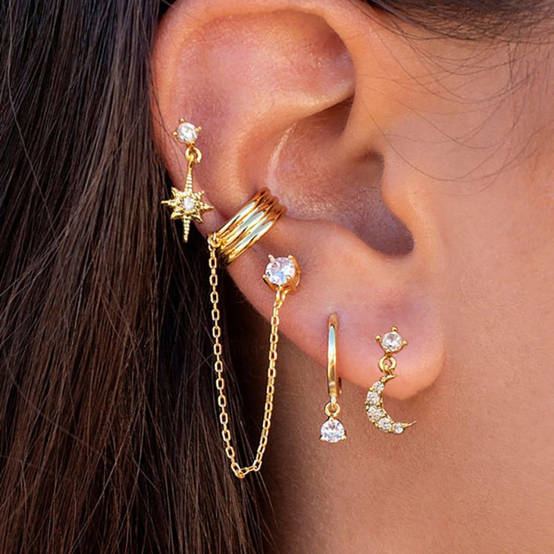 Boho Chic Earrings Set - Amira-Gold-3 Pair Set-Nora Luxe
