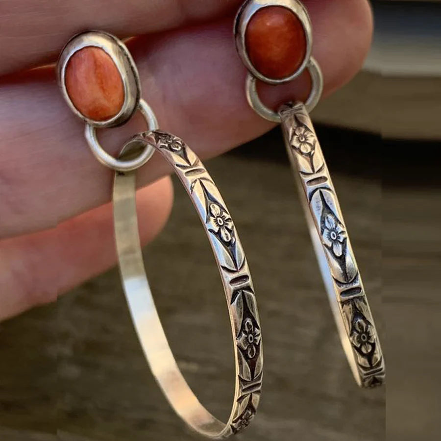 Boho Vintage Onyx Earrings - Nalani-Red-Nora Luxe