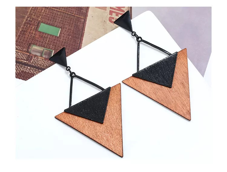 Boho Wood Teardrop Earrings | Trendy and Lightweight Jewellery-Style 1-Nora Luxe