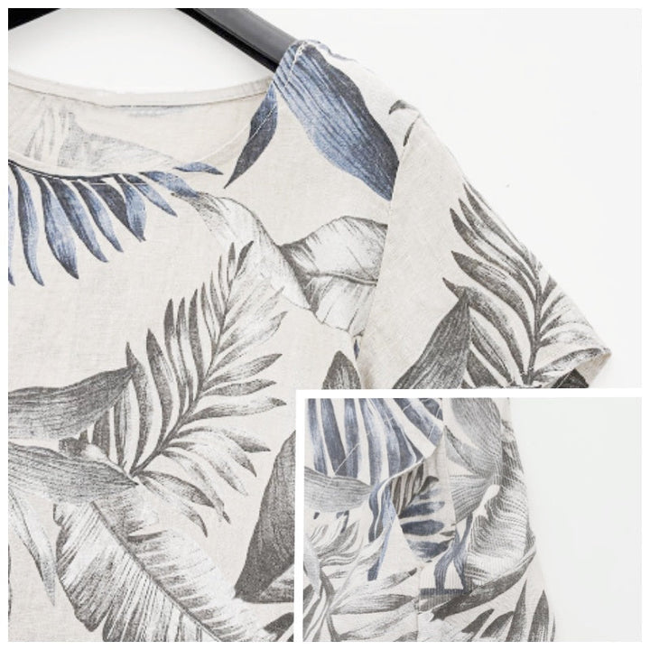 Botanical summer dress with round neck & floral A-line shape – Elvira-White-S-Nora Luxe