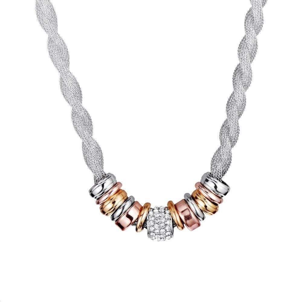 Braided Fashion Necklace - Lynora-Silver-Nora Luxe