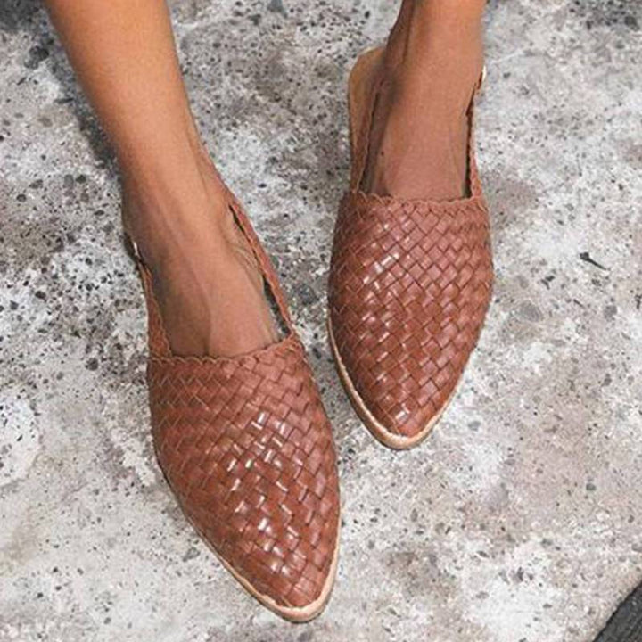 Braided Leather Women's Sandals - Lia-Brown-2.5-Nora Luxe