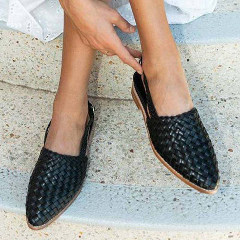Braided Leather Women's Sandals - Lia-Brown-2.5-Nora Luxe