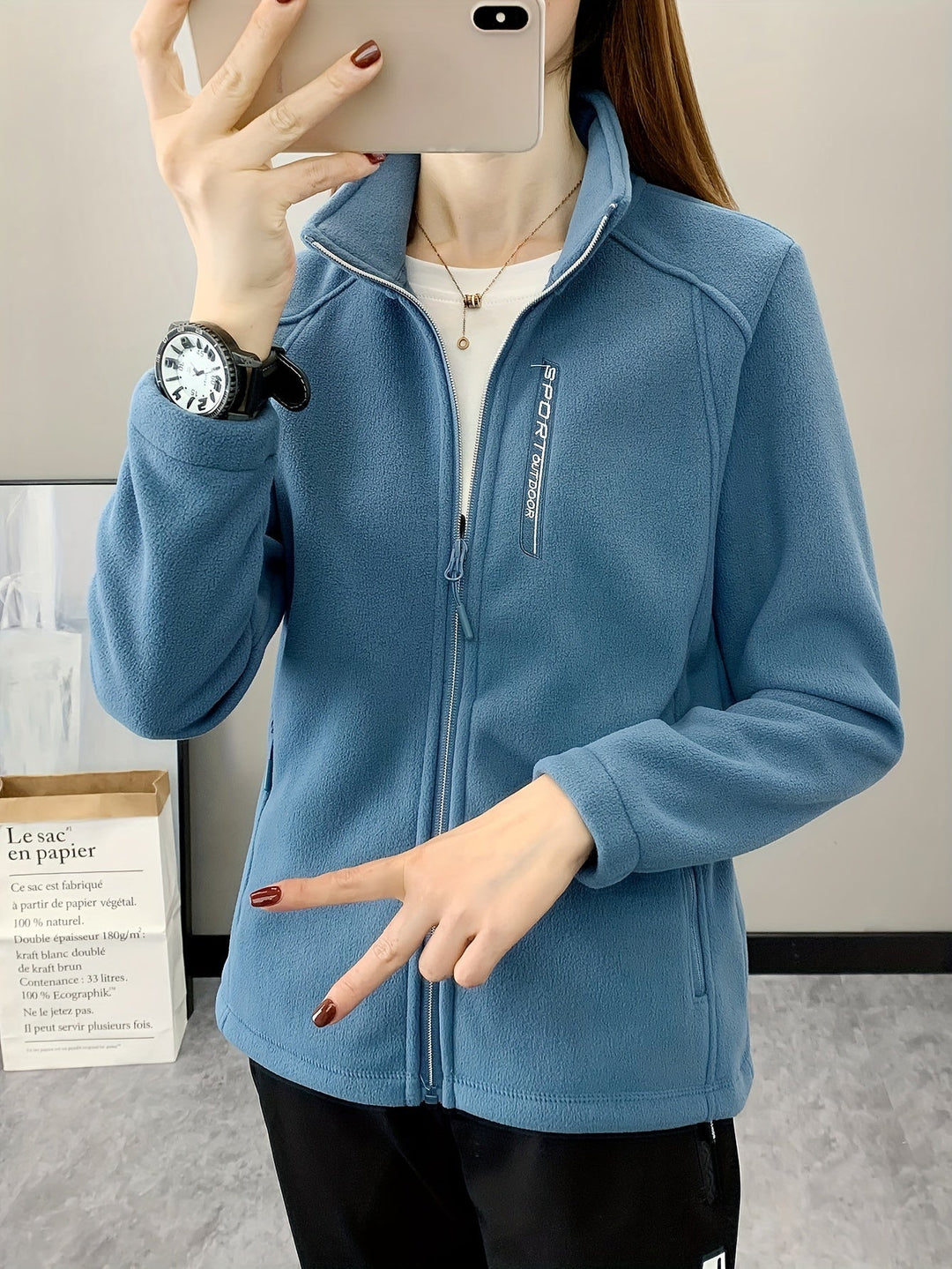 Breathable Fleece Jacket - Aurora-Green-XS-Nora Luxe