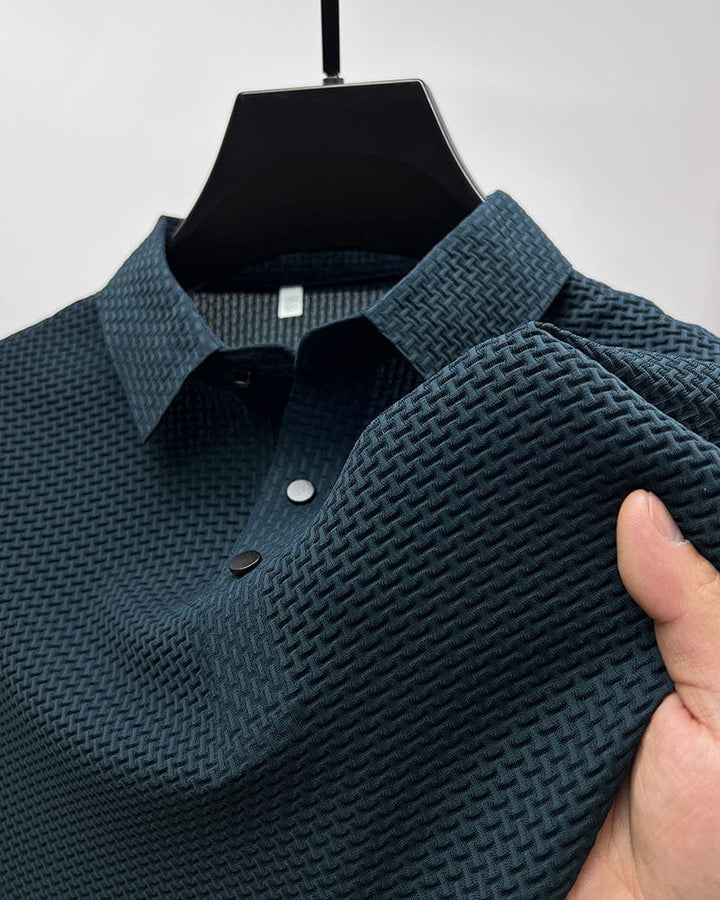 Breathable men's polo shirt with mesh details & slim fit – Milan-Blue-XS-Nora Luxe
