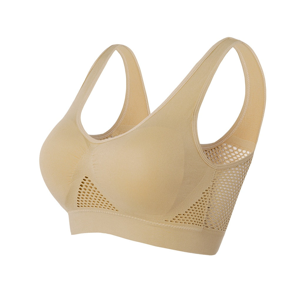 Breathable Mesh Sports Bra – Sofia-Beige-S-Nora Luxe