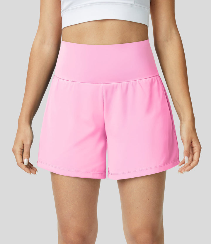 Breathable & Quick-drying High-Waist Fitness Shorts for Women – Mirabella-Pink-S-Nora Luxe
