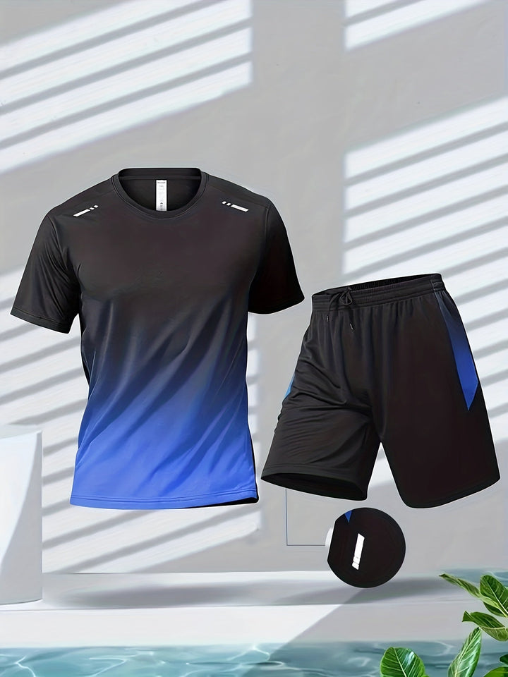 Breathable sports set for men with T-shirt and shorts - PowerMove-Blue-S-The Livary
