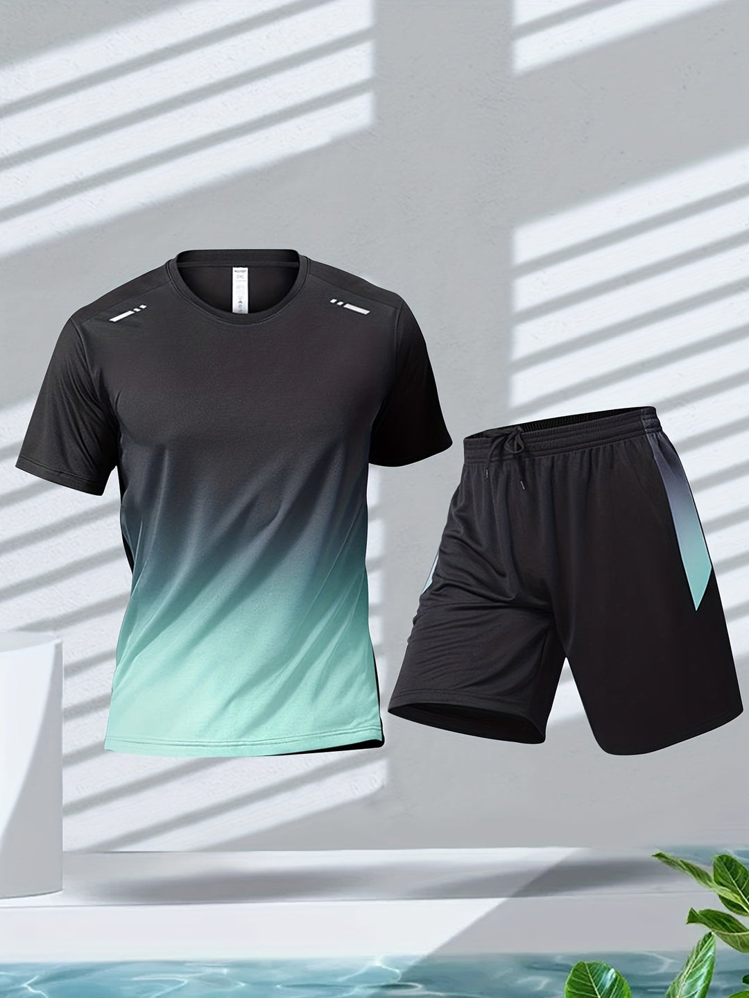 Breathable sports set for men with T-shirt and shorts - PowerMove-Green-S-The Livary