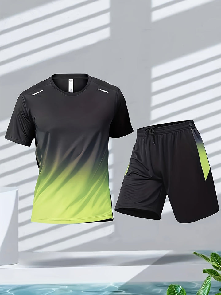 Breathable sports set for men with T-shirt and shorts - PowerMove-Yellow-S-The Livary