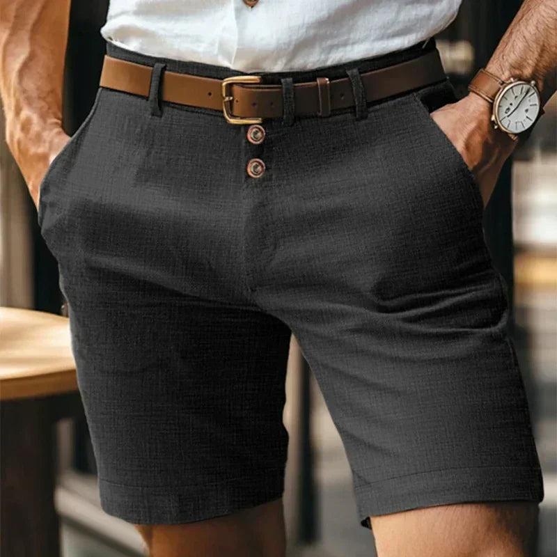 Breathable & Vintage Slim-Fit Summer Shorts for Men – Lennart-Black-S-Nora Luxe