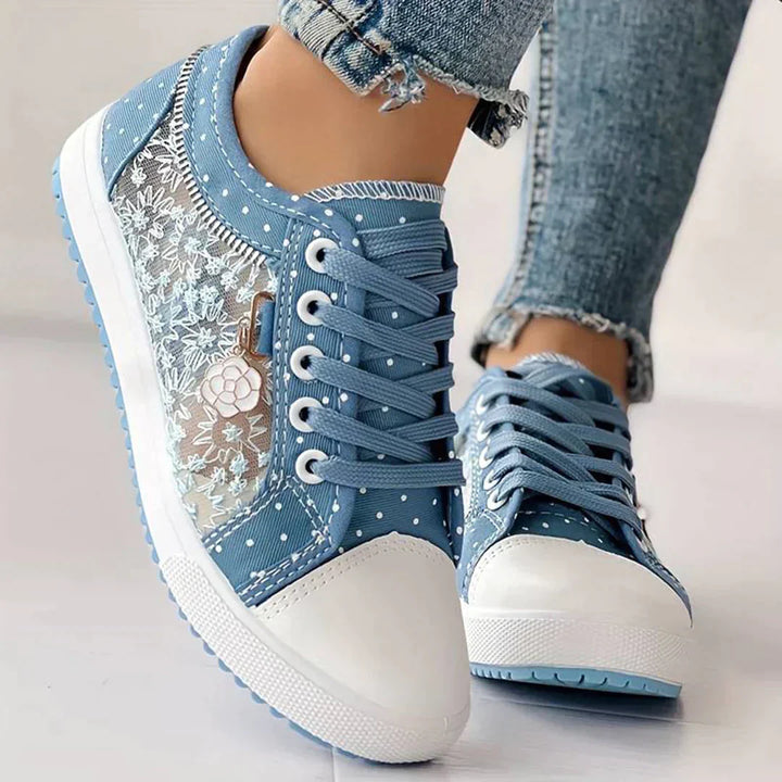 Breathable Women's Canvas Sneakers with Floral Lace – Celina-3-Nora Luxe