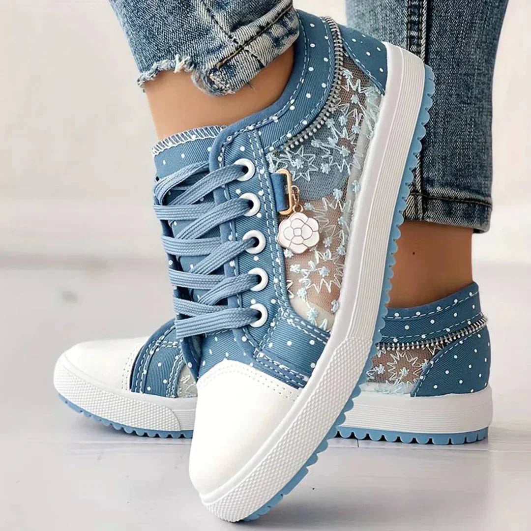Breathable Women's Canvas Sneakers with Floral Lace – Celina-3-Nora Luxe