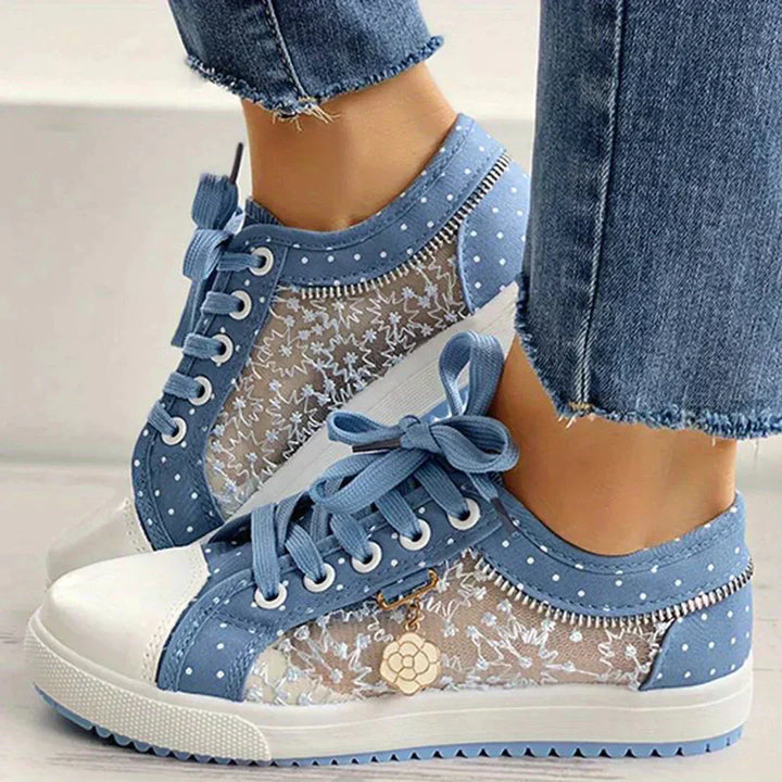 Breathable Women's Canvas Sneakers with Floral Lace – Celina-3-Nora Luxe