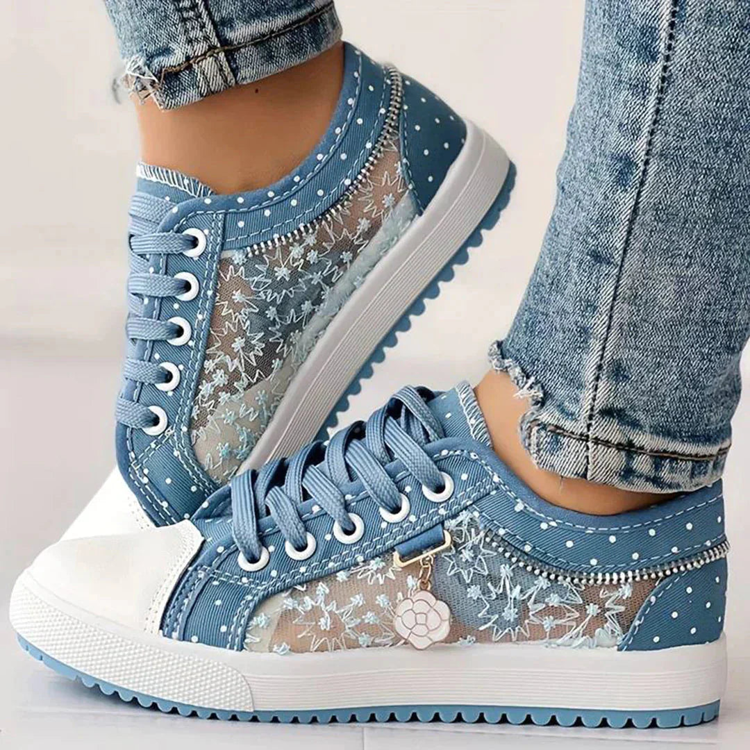 Breathable Women's Canvas Sneakers with Floral Lace – Celina-3-Nora Luxe