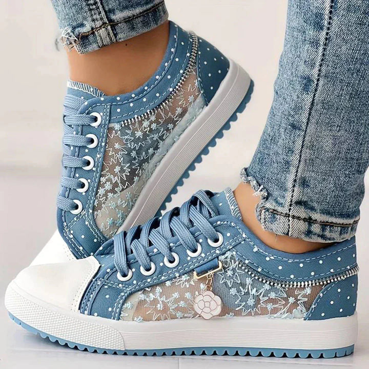 Breathable Women's Canvas Sneakers with Floral Lace – Celina-3-Nora Luxe