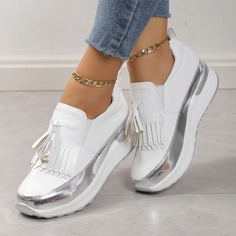 Breathable women's sneakers with timeless style – Isabella-White-3-Nora Luxe