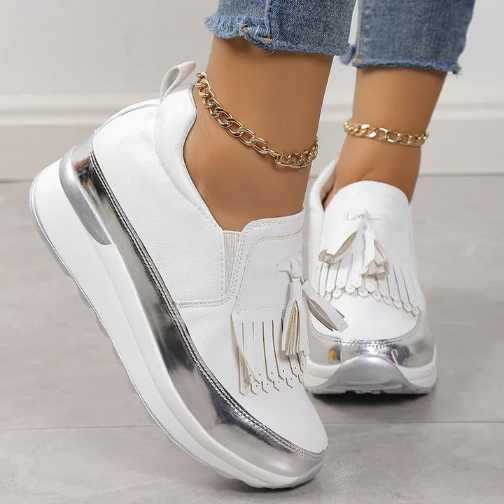 Breathable women's sneakers with timeless style – Isabella-White-3-Nora Luxe