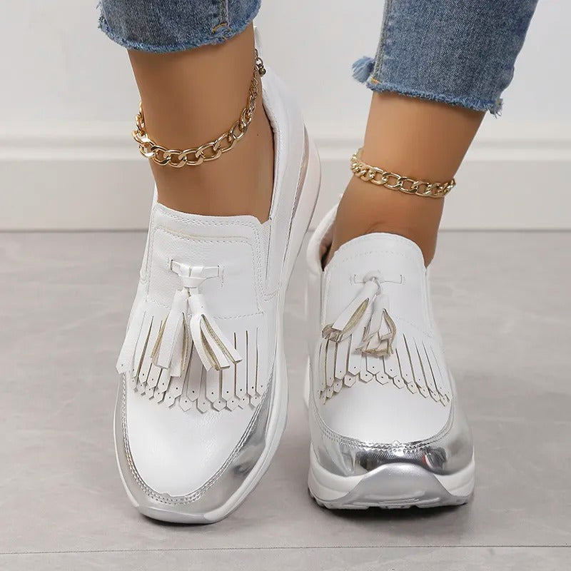 Breathable women's sneakers with timeless style – Isabella-White-3-Nora Luxe