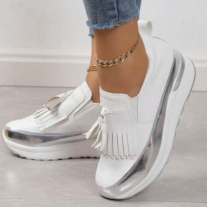 Breathable women's sneakers with timeless style – Isabella-White-3-Nora Luxe