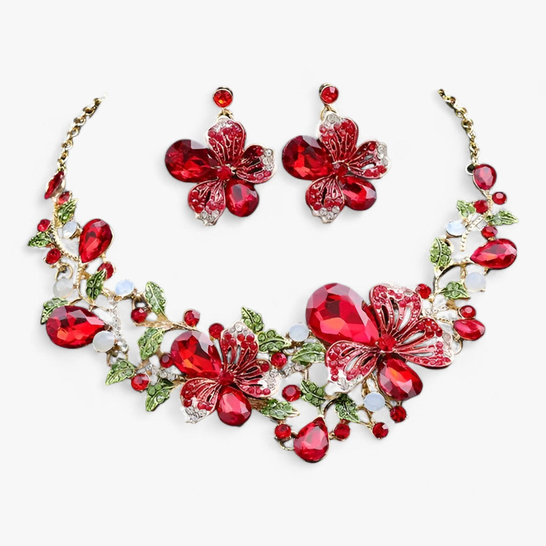 Bridal jewellery set with Enamel Flowers - Fleur-Mixed-Nora Luxe