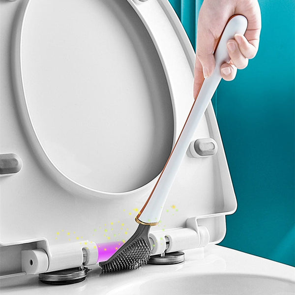 Silicone toilet brush with wall holder & drip tray – Clevora