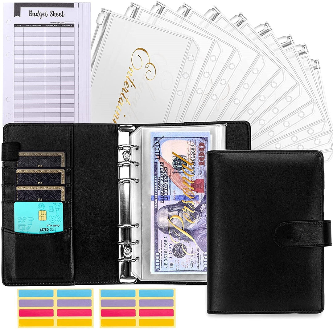 Budget binder with Cash Envelope System - BudgetPro-Black-Nora Luxe