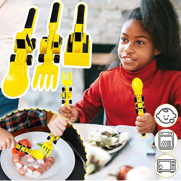 Bulldozer Children's Cutlery Set - ConstructoFork-SET OF 3 FORKS-Nora Luxe