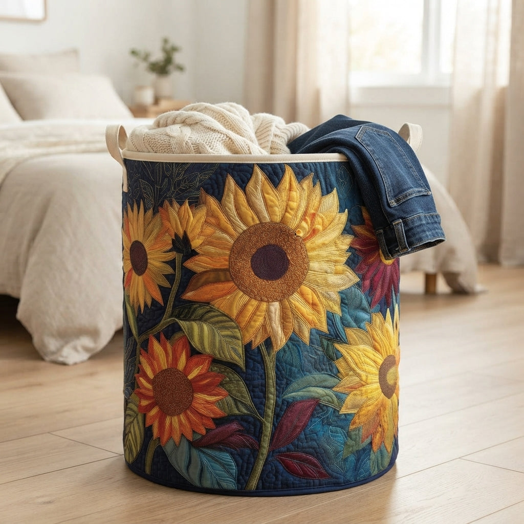 Blue, green, orange, red, or yellow floral laundry basket another view with a blanket and jeans