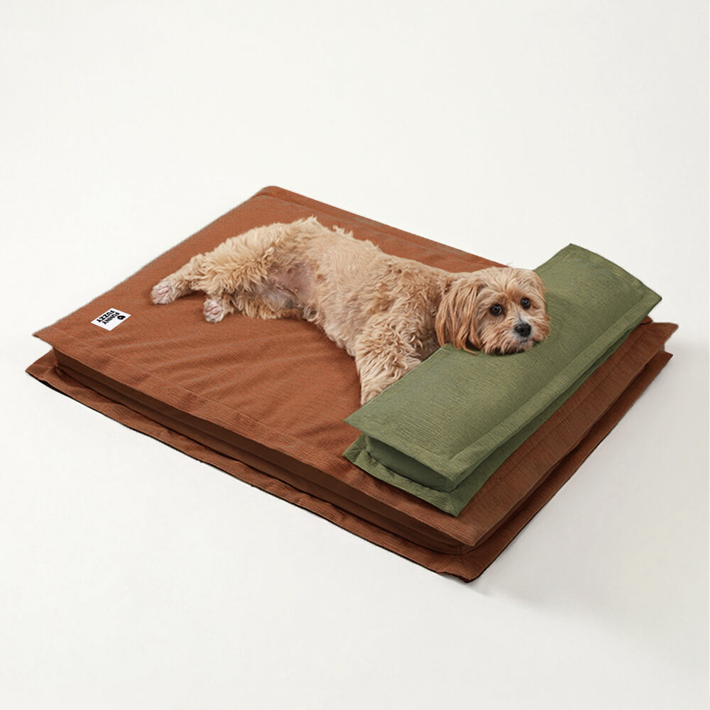 Calming Dog Bed - CozyCalm Deep Sleep-Orange Green-S-Nora Luxe