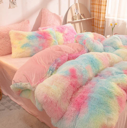 Candy-Colored Soft Duvet Cover - FluffCandy-Rainbow-59.06 inches bed-Nora Luxe