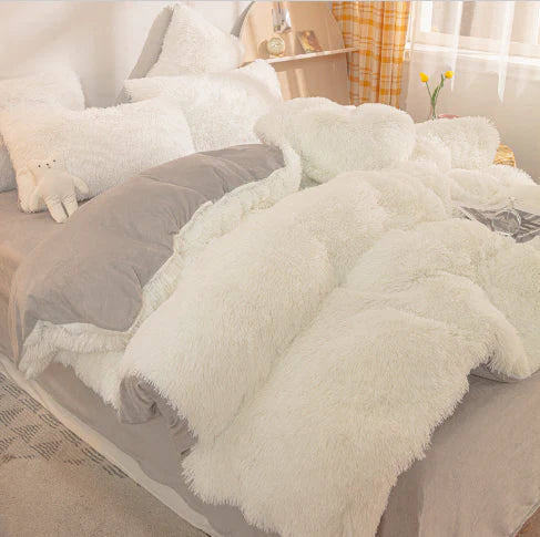 Candy-Colored Soft Duvet Cover - FluffCandy-White-59.06 inches bed-Nora Luxe