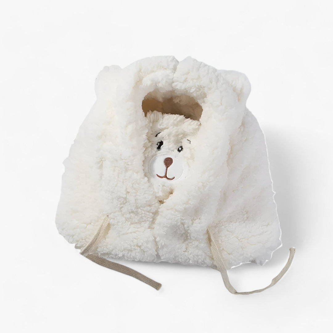 Cartoon Bear Hat with Ear and Face Protection - Winnie-White-22.05 – 22.83 in-Nora Luxe