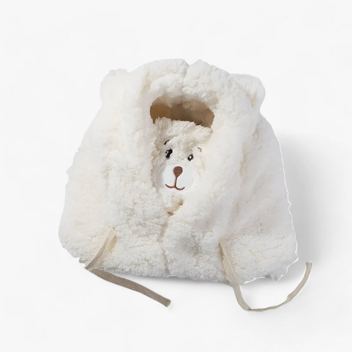 Cartoon Bear Hat with Ear and Face Protection - Winnie-White-22.05 – 22.83 in-Nora Luxe