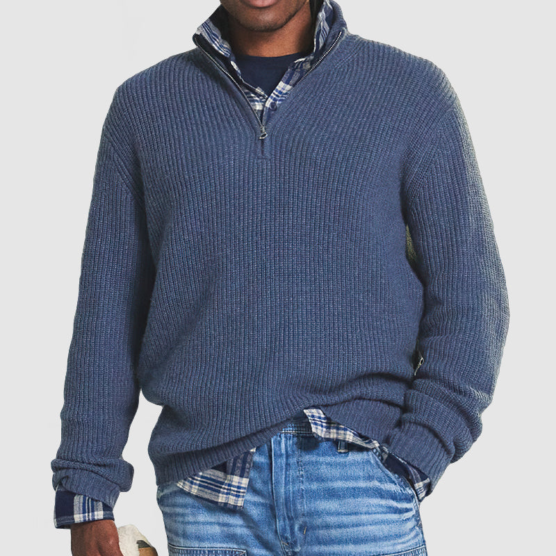 Cashmere Business Casual Sweater – Victor-Blue-S-The Livary