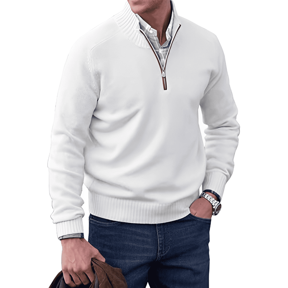Cashmere Jumper with Zip - Mason-White-M-Nora Luxe