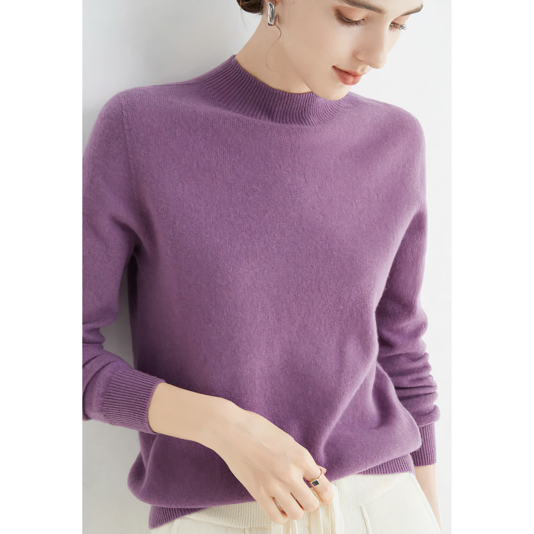 Cashmere Knitted Sweater - Amara-Violet-S-Nora Luxe