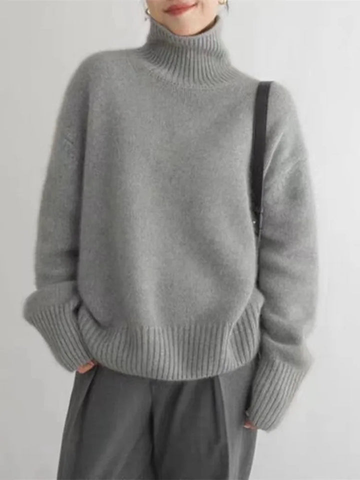 Cashmere Ladies' Turtleneck - Seraphina-Beige-S-Nora Luxe