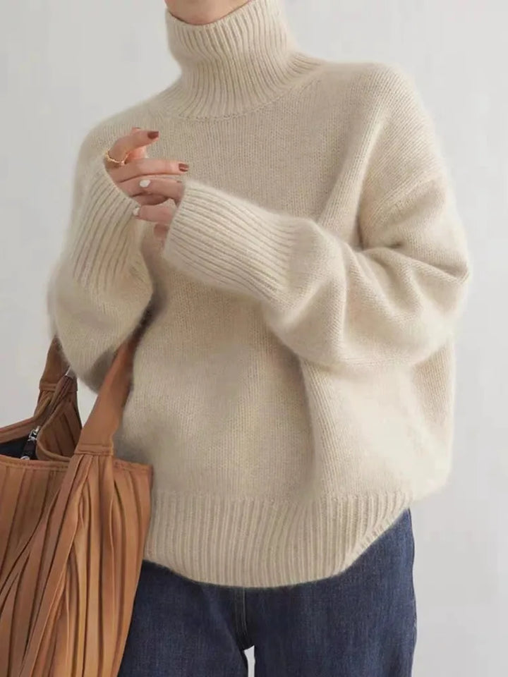 Cashmere Ladies' Turtleneck - Seraphina-Beige-S-Nora Luxe