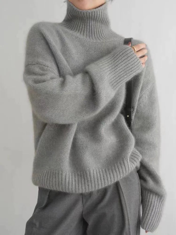 Cashmere Ladies' Turtleneck - Seraphina-Gray-S-Nora Luxe