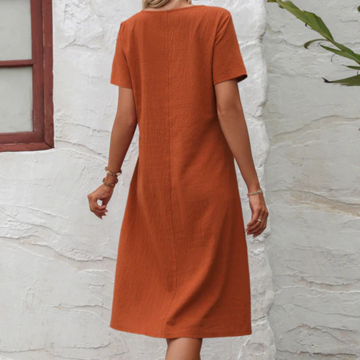 Casual Airy Summer Dress - Mira-Apricot-2XS-Nora Luxe