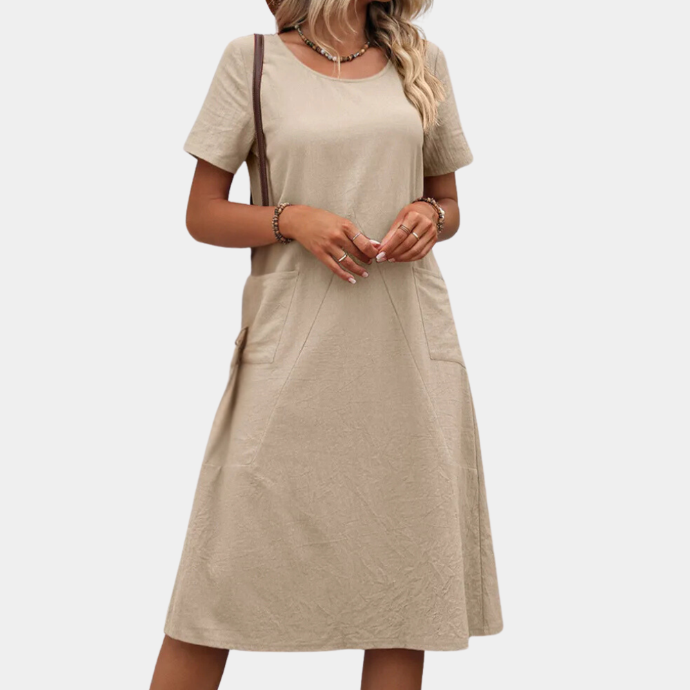 Casual Airy Summer Dress - Mira-Apricot-2XS-Nora Luxe