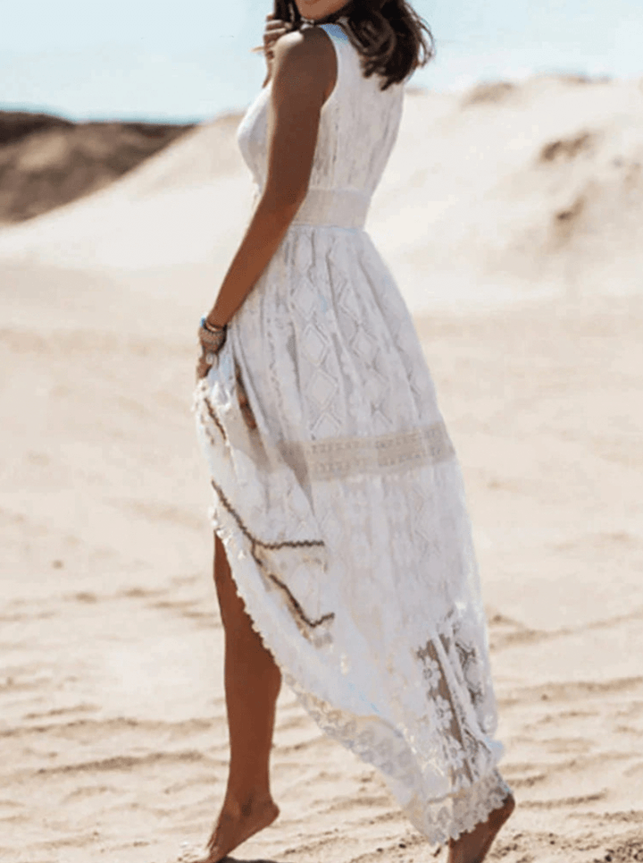 Casual Boho maxi dress with stylish details – Solange-Beige-S-Nora Luxe