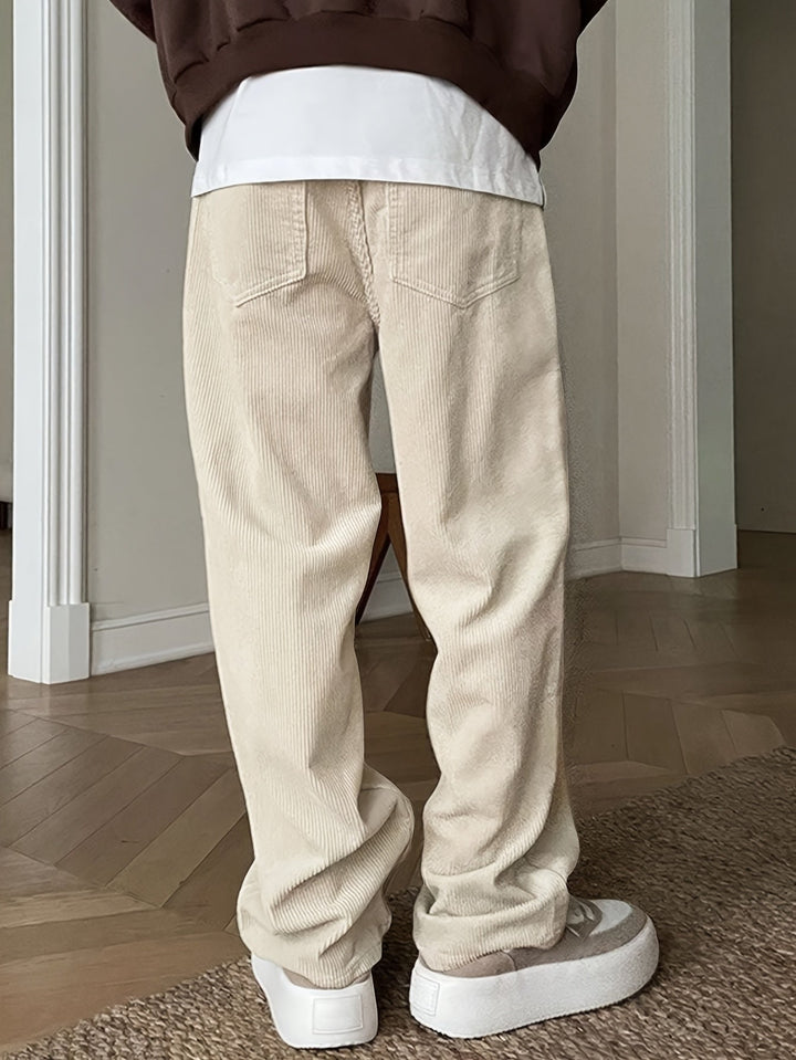 Casual Corduroy Men's Trousers with Drawstring - Mason-Apricot-S-Nora Luxe